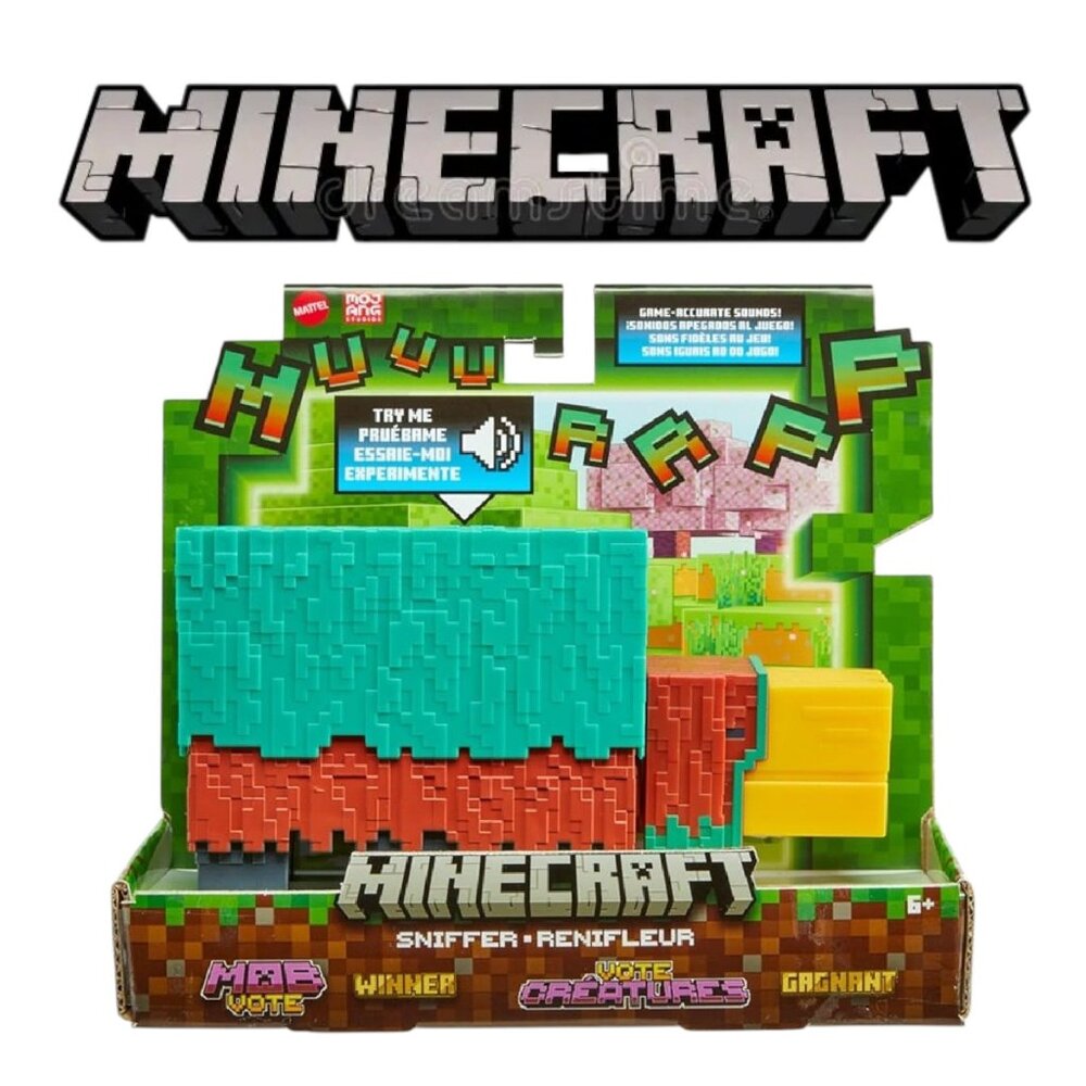 NEW Mattel Minecraft Sniffer Action Figure with Sounds & Pixelated Design